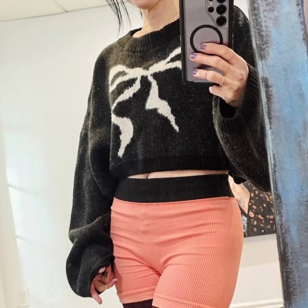 UO Down From Under Knit Sweater With Bow In The Front